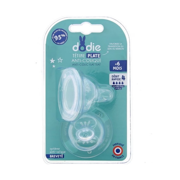 Dodie Tétine Plate Silicone Débit 4 - 6 mois et + - Lot de 2