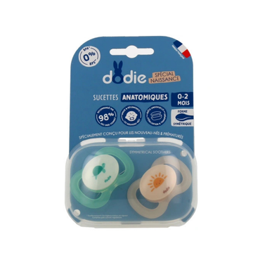 Dodie Sucette Physiologique Silicone 0-2 mois Tortue - Lot de 2