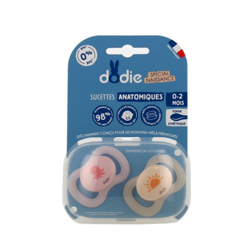 Dodie Sucette Physiologique Silicone 0-2 mois Pieuvre - Lot de 2