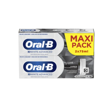 ORAL-B 3D White Advanced Luxe Dentifrice Blancheur au Charbon - 2x75ml