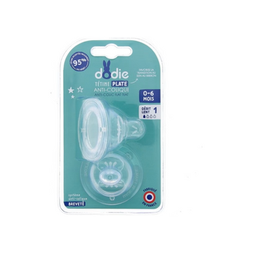 Dodie Tétine Plate Silicone Débit 1 - 0-6 mois - Lot de 2